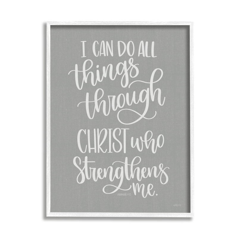 «Can Do All Things Through Christ», H 20 po x l 16 po x P 1,5 po, Giclée encadrée blanc bord de mer