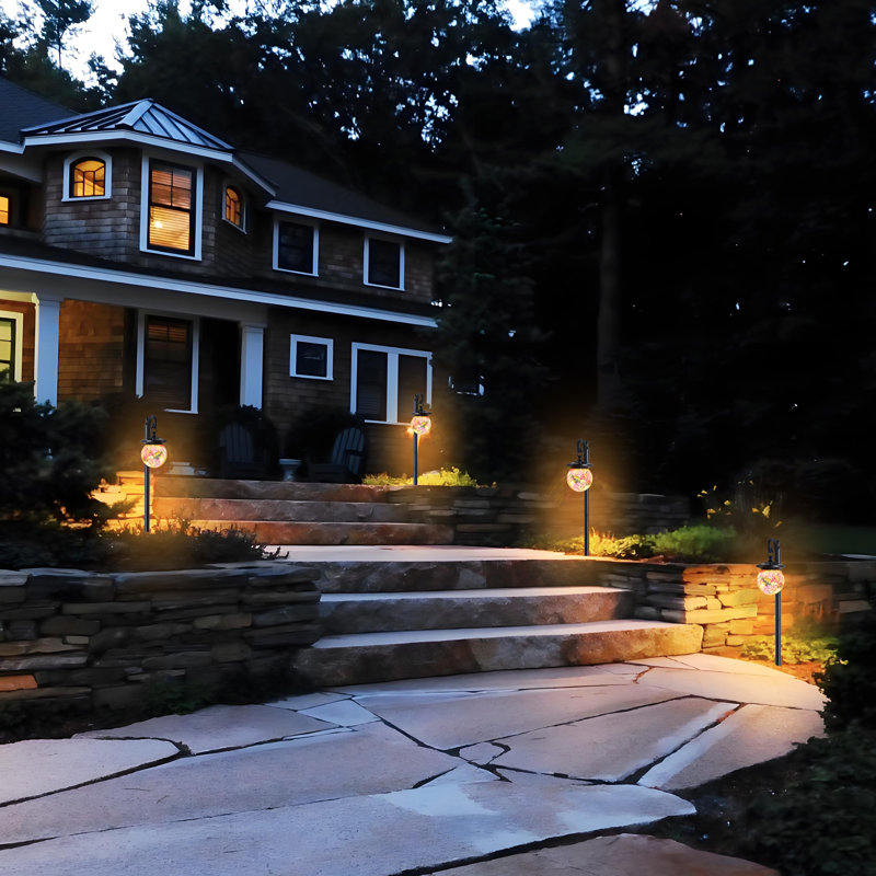 Solar Outdoor Post Light With Planter, Mosaic