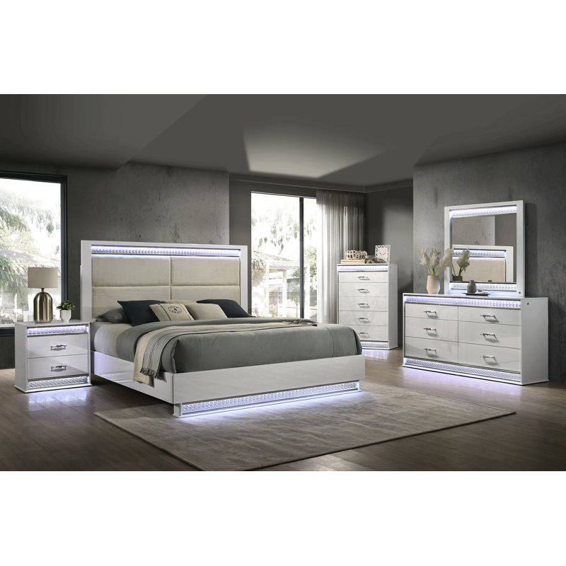 Miroir de style moderne (comprend seulement un miroir) en bois blanc