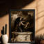 Reproduction d'art encadrée noire, ange ailé noir-1337814652