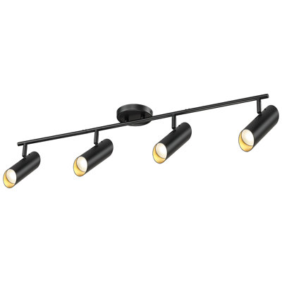 32 Inch 4-Light Integrated LED Track Light With 350 Degree Rotatable Heads, 4000K 1600 Lumen, 2.71Ft. Track Lighting Kit, GU10 Bulb Included