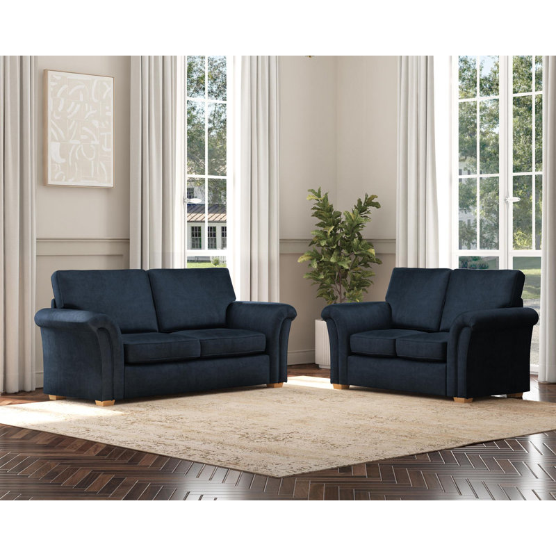 Castleacre Three Seater and Two Seater, Fixed Back, Royal Blue