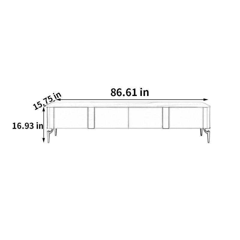 Meuble télé moderne avec meuble télé Rock, H 16,93 po x L 86,61 po x l 15,75 po