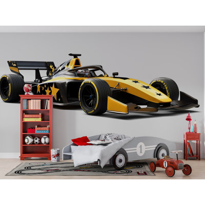 Formule voiture de course murale, chambre d'enfant, voiture de course, papier peint, décor de garçons 264Mv