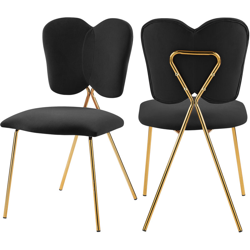 Chaise d'appoint en velours Angel, Velours noir