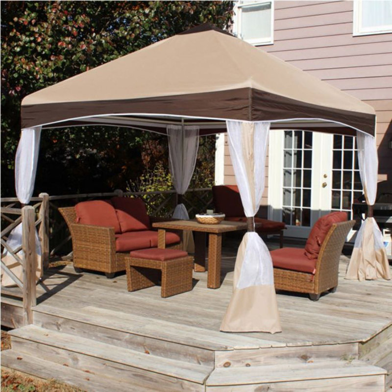 Garden Party 10ft x 10ft Steel Patio Gazebo Canopy with Screens, Carmel Cream