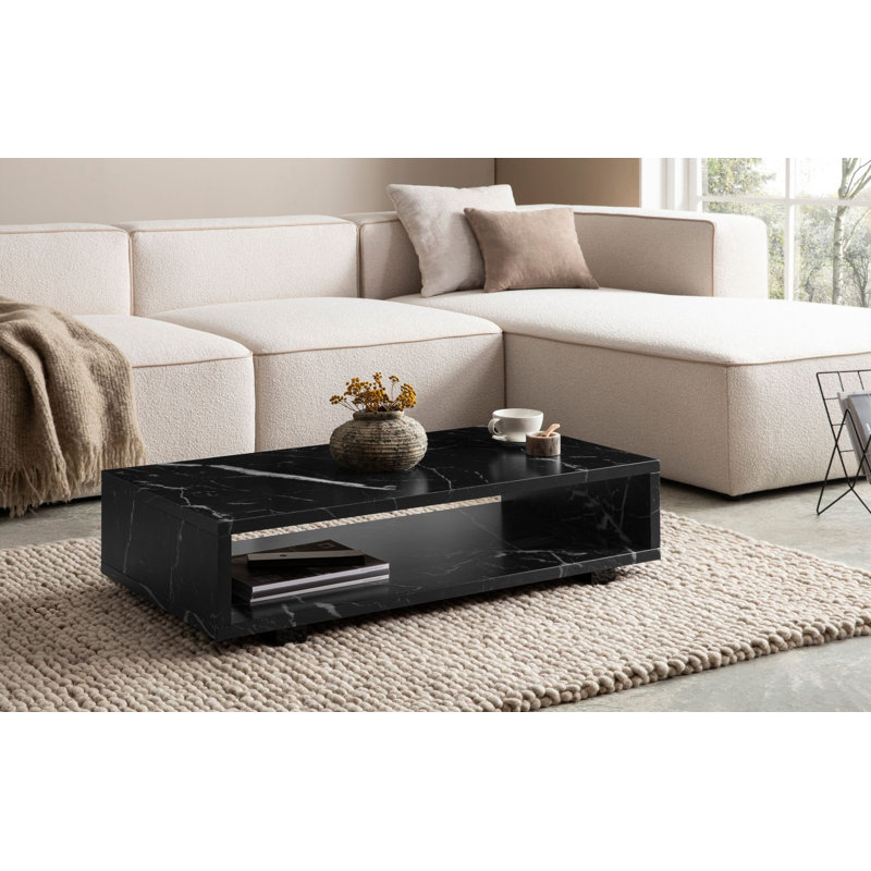 Coffee table 100 cm concrete look living room table sofa table storage space, Black