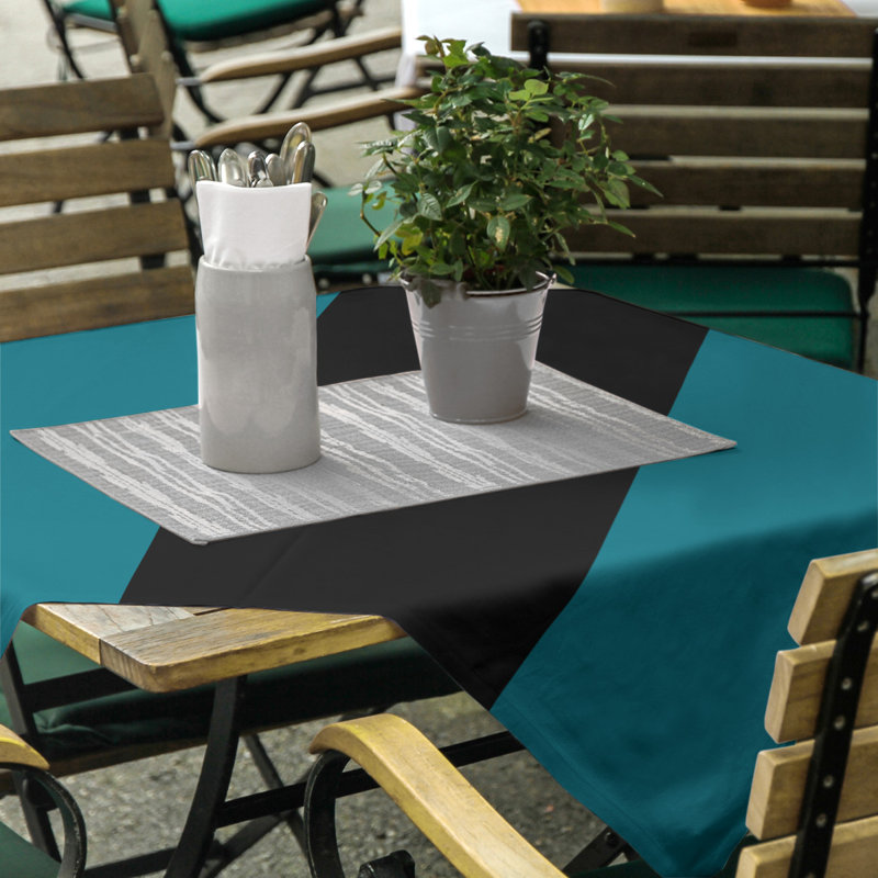 San Jose Tablecloth, Deep Pacific Teal/Black/Deep Pacific Teal