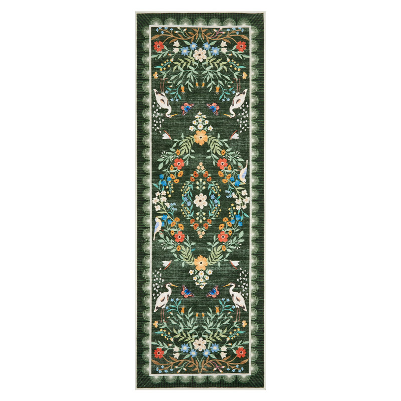 Tapis vert 8 x 10 pour salon lavable floral chambre tapis antidérapant sous la table tapis pour salle à manger bureau patiné oriental décor à la maison pour la chambre de bébé