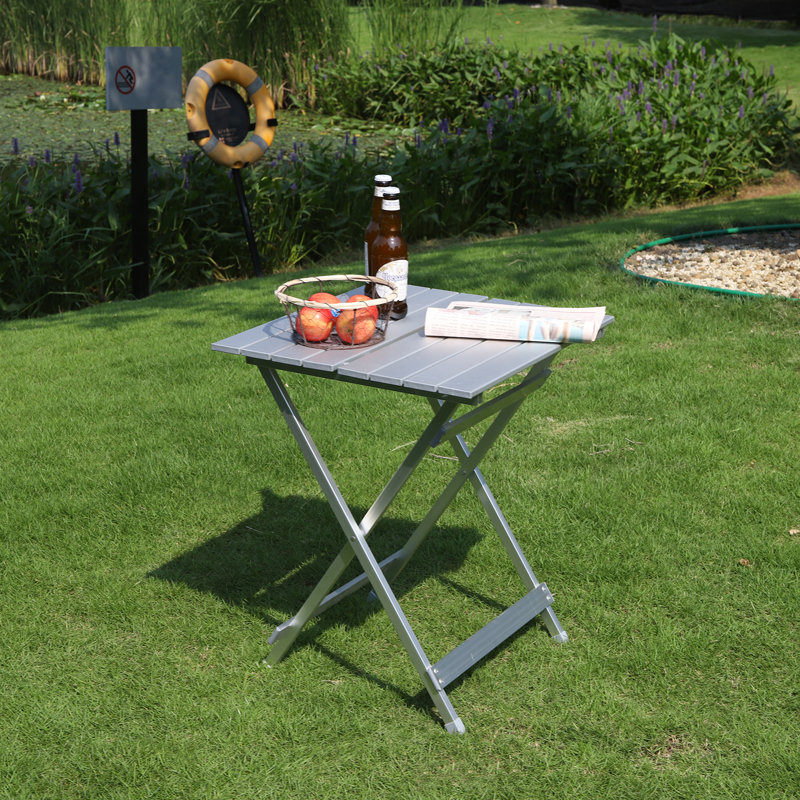 Washingtonville Rectangular Metal Folding Outdoor Camping Table , 50.5cm cm W 47cm cm D, Grey