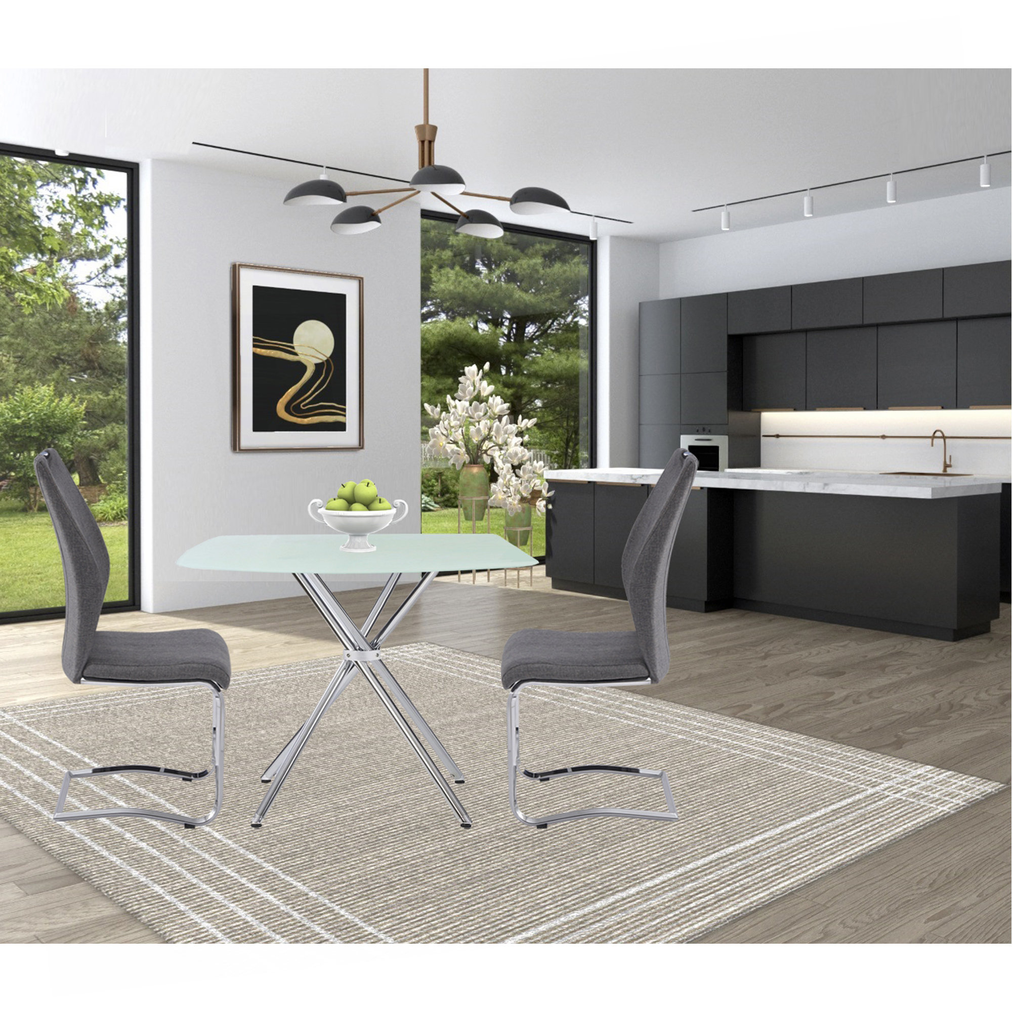 Wrought Studio Stylish Tempered Glass Dining Table With Safety Disc ...