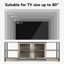 Meuble télé 71 po pour téléviseur 75 po, console multimédia grise avec portes en filet et tablettes ouvertes, centre de divertissement robuste pour salon, gris