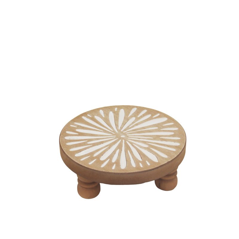 Montant floral en bois brun sculpté, H 3,50 po x l 9 po x P 9 po
