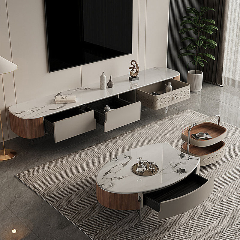Ensemble de table basse et meuble télé de luxe moderne