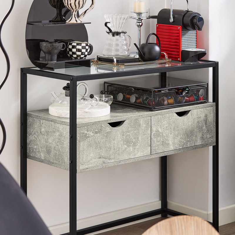 Gitano 81cm Glass Top Console Table, Light Gray