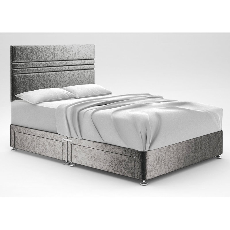 Ostara Divan Bed Base, 2 Drawers Same Side, Silver, Small Single (2'6)