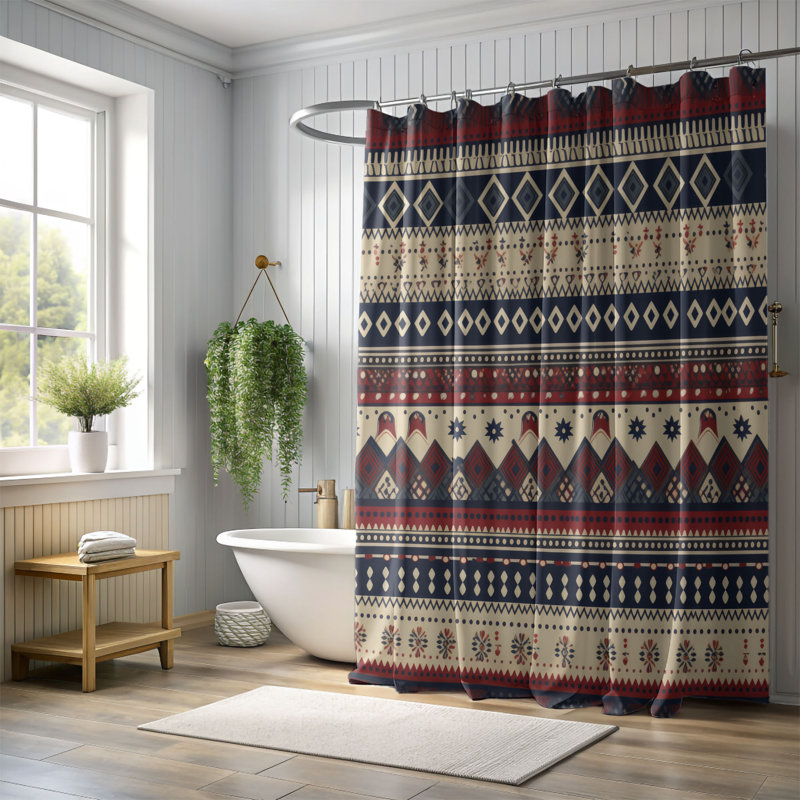 Rideau de douche Boho Whimsy - Premium, H 74 po x l 71 po