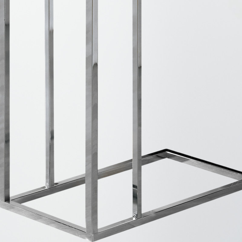 Table d'appoint en gin, forme de C, stratifié étroit de 10 po x 18 po, métal, Chrome, Gris