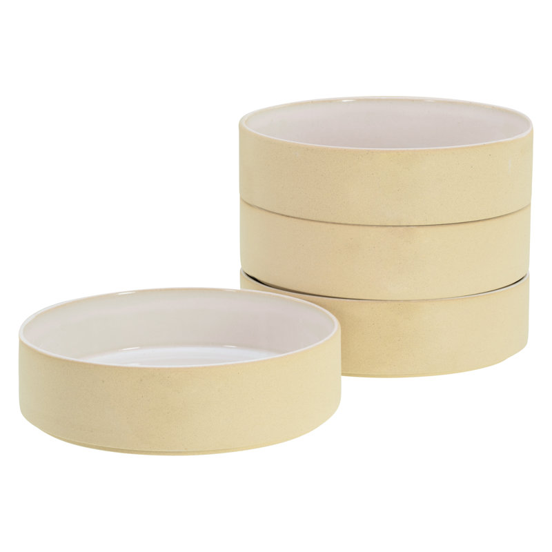 Creatable, 21661, Futuro White Sand Series, 4-Piece Crockery Set, Stoneware Pasta Bowl, White