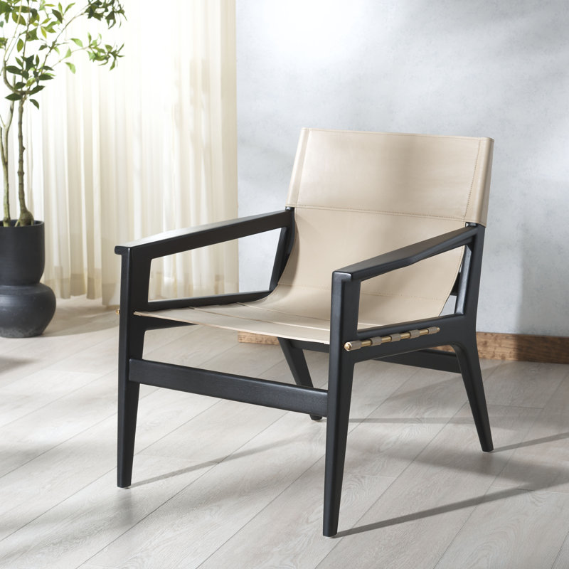 Tesso Leather Armchair, Black, White Genuine Leather