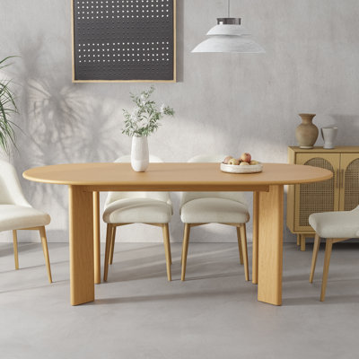 67“L×33.5"W Oval Wood Dining Table Kitchen Table with 4 Legs