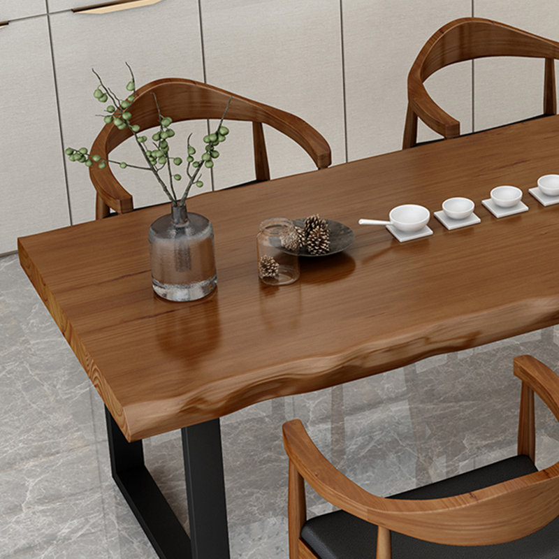 Ensemble de table de salle à manger de style nordique en fer et en bois massif., H 29,5 po x L 70,8 po x l 31,4 po