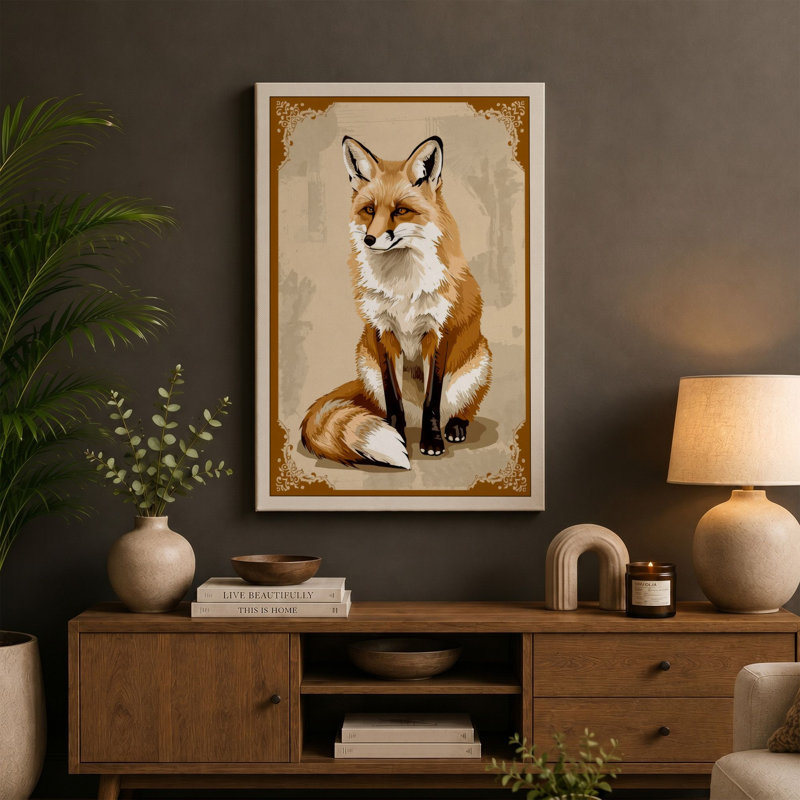 Dignified Fox Boho - Wrapped Canvas, 18x12 - 45.7 x 30.5 cm, Sage Border