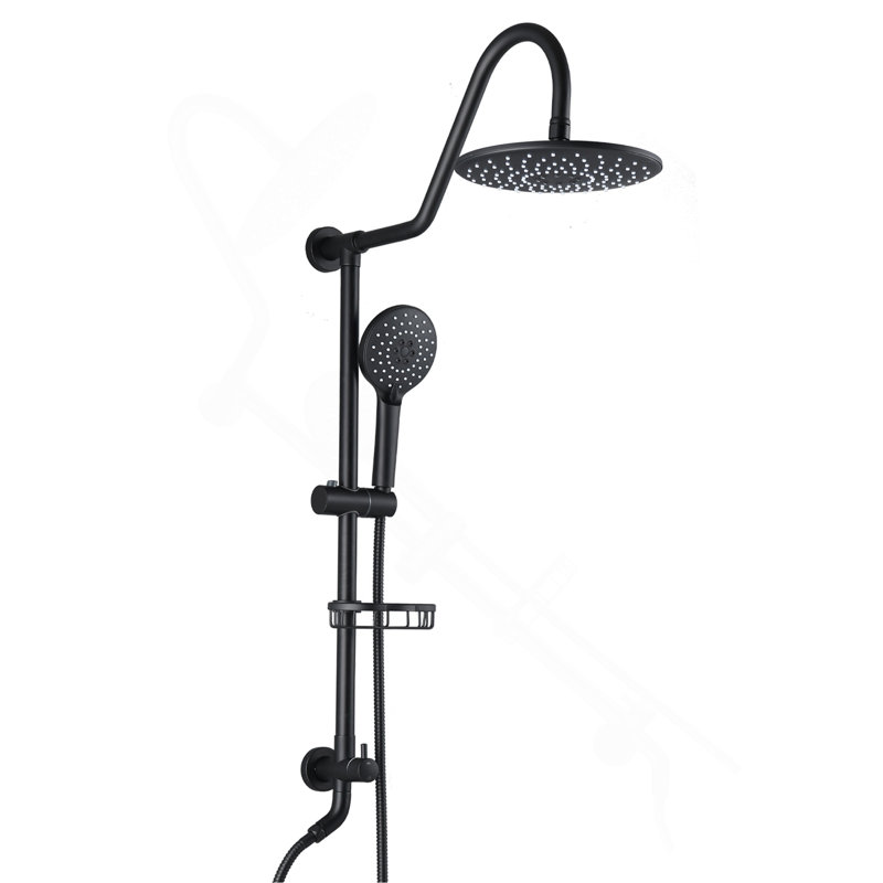 10" Rainfall Shower Head and Handheld Showerhead Combo Shower System with Slide Bar, Matte Black