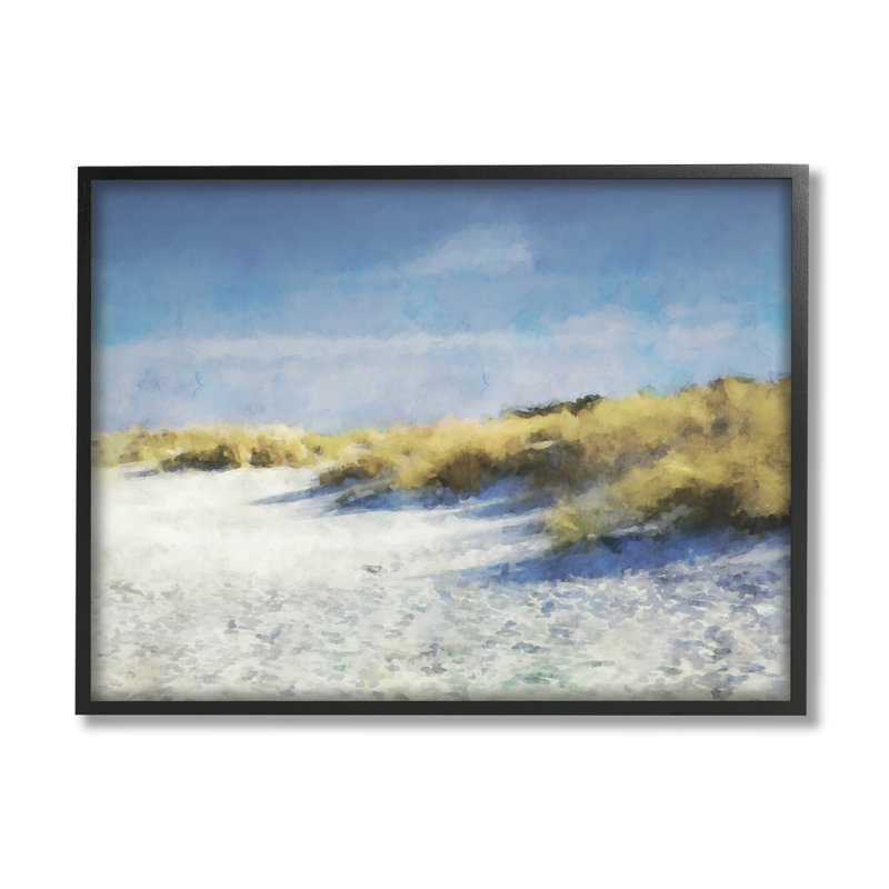 «Beach Reeds Sandy Coast» par Kim Curationa - cadre flottant, impression sur bois, L 30 po x H 24 po x P 1,5 po