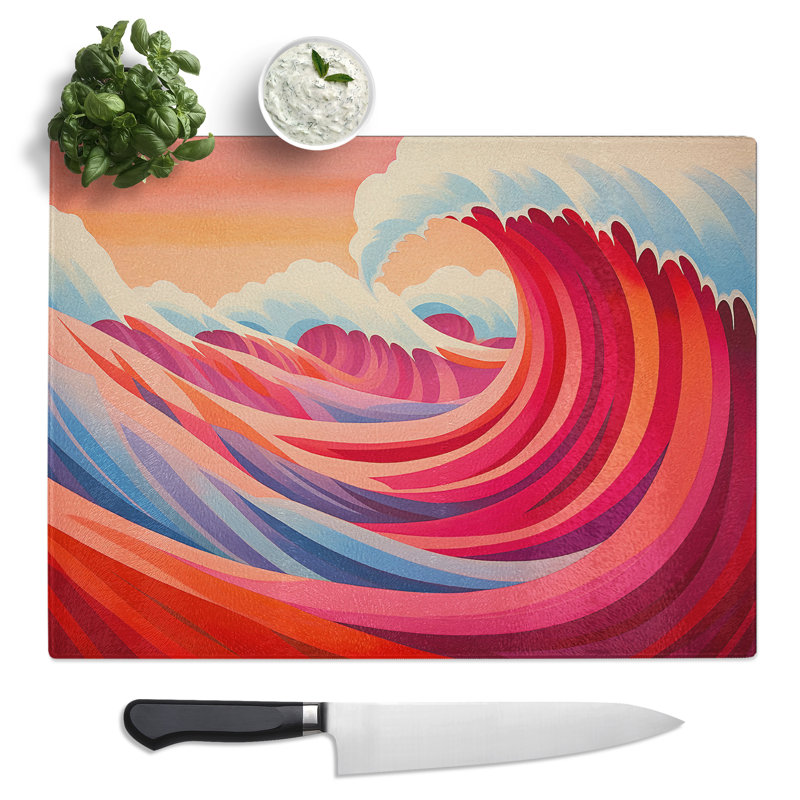 Wave Geometric  Glass Chopping Board