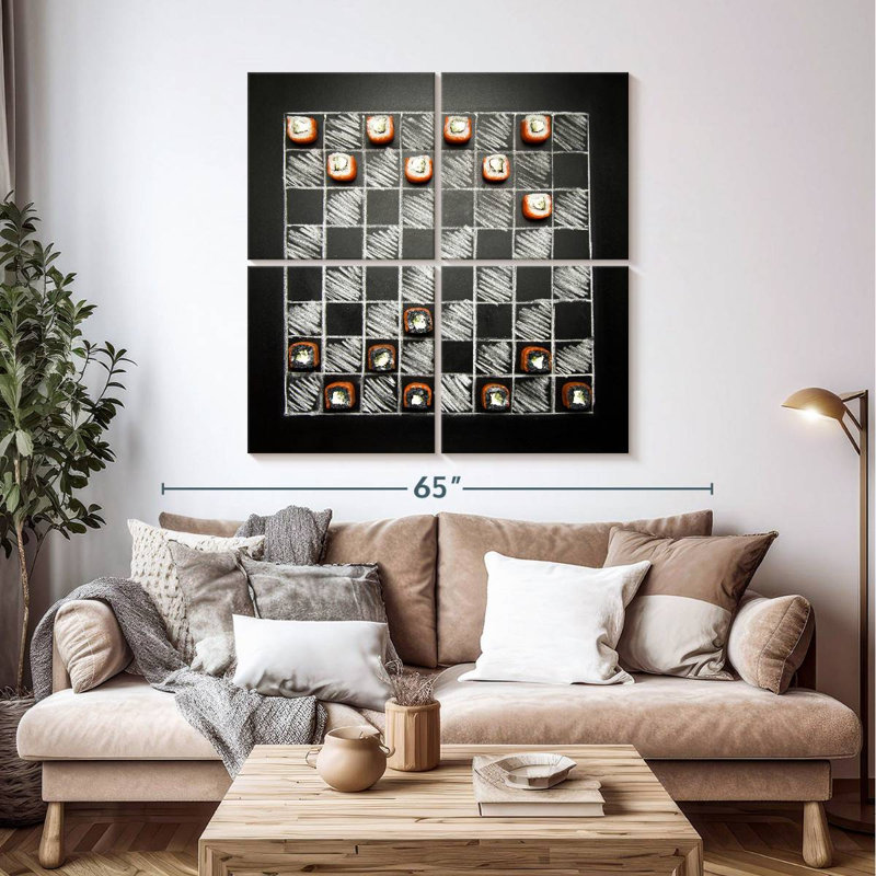 Senne Chalkboard Chess With Sushi, 45" H x 45" W