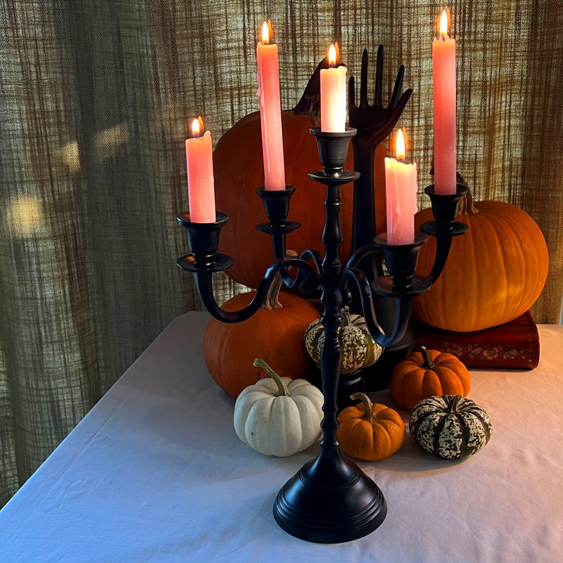Hampton 15.7'' H Metal Tabletop Candelabra, Black