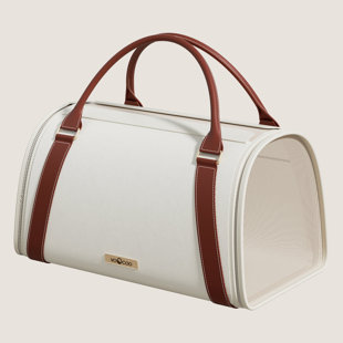 Fynn Canvas And Faux Leather Pet Carrier Travel Bag - Hand Carry Style