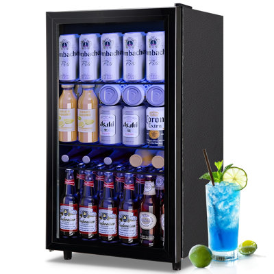 Refroidisseur de réfrigérateur de 3,5 pieds cubes - Mini porte en verre pour réfrigérateur à boissons gazeuses de 125 canettes, petit réfrigérateur avec tablettes réglables pour le bar de la chambre à coucher