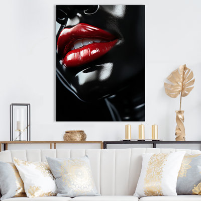 " Fahsion Vintage Glam Deep Red Lips Sensuality "