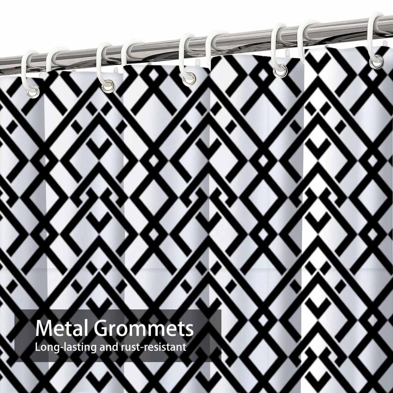 Rideau de douche noir avec 12 crochets, L 72 po x l 84 po