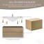 Meuble-lavabo suspendu de 107 cm avec lavabo, meuble de rangement mural moderne avec lavabo en surface solide et tiroirs à fermeture amortie, entièrement assemblé, chêne naturel