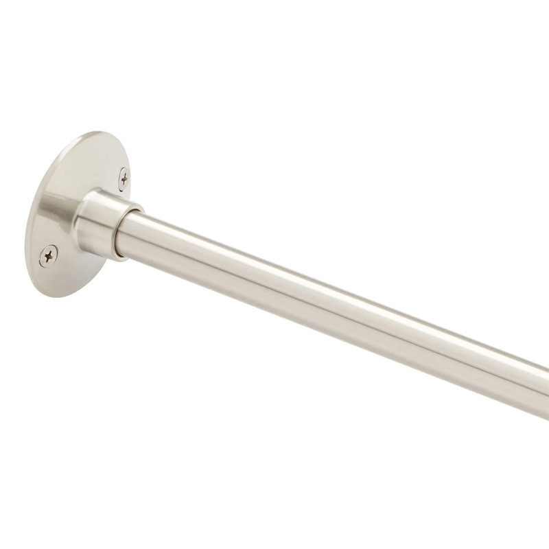 60" Brass Oval Shower Rod Enclosure with Ceiling Supports, Brushed Nickel
