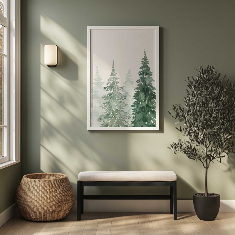 Whispering Spruce Shadows I Print dans un cadre, H 21,25 po x l 17,25 po, Cadre d'angle ouvert en or poli