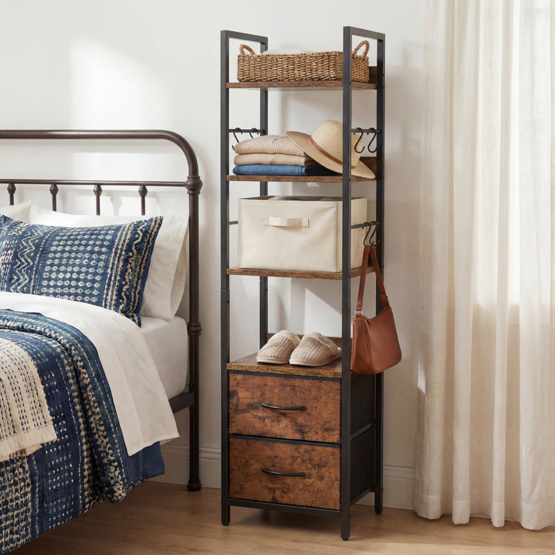 146cm H x 40cm W Metal Ladder Bookcase, Brown