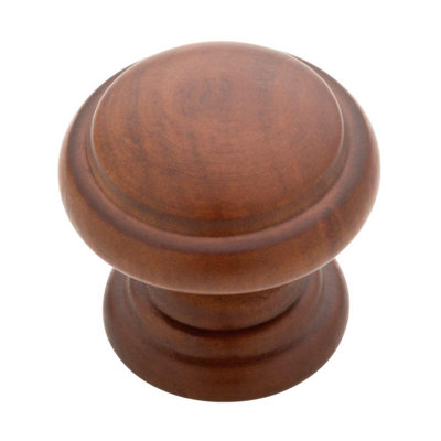 (5 Pack) 1-3/8 inch Traditional Style Wood Knob Cocoa Finish