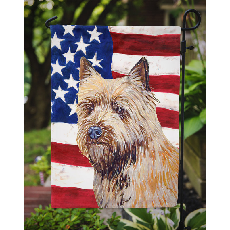 2 côtés en polyester de 2 côtés american drapeau de jardin, Cairn terrier brun / beige