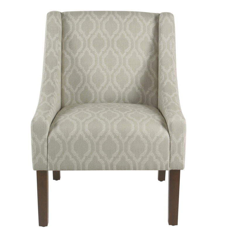 Chaise d'appoint en coton 24,75 po Damiansville, Géométrique brun clair, Gris délavé