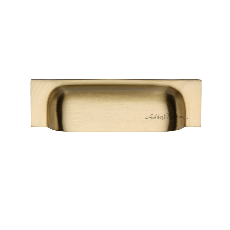Cabinet 3" Center to Center Cup/Bin Pull, Satin Brass, 3"