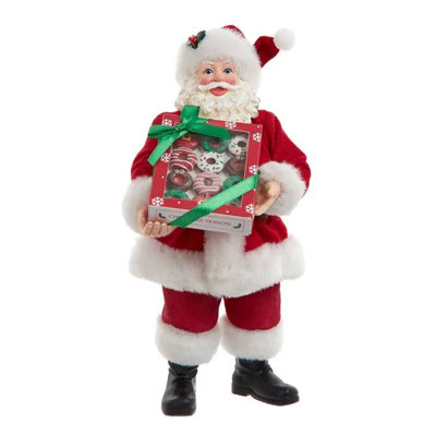 Figurine de Noël Kurt Adler Fabriche, Père Noël avec boîte de beignets, 10,5 po