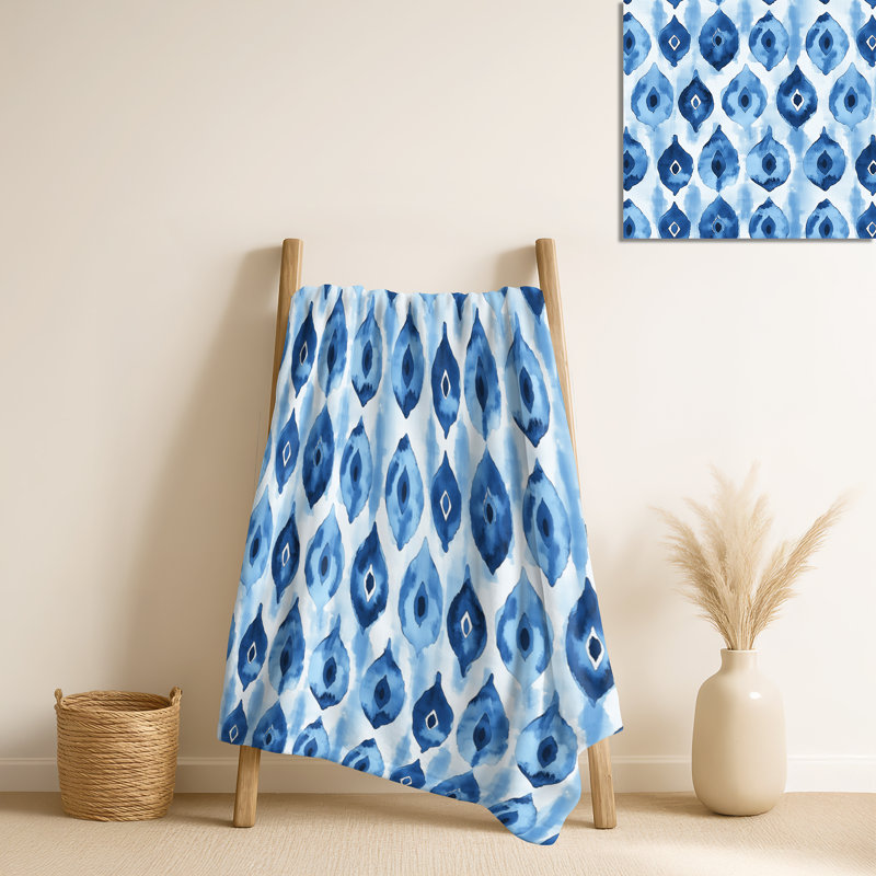 Blue Ikat II - couverture chaude côtière, jeté douillet de plage