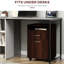 Armoire de rangement mobile brune et support pour imprimante avec tiroir, amplement nécessaire pour le bureau, compacte à placer sous le bureau, 4 roulettes omnidirectionnelles faciles à déplacer, - Bois de particules recouvert