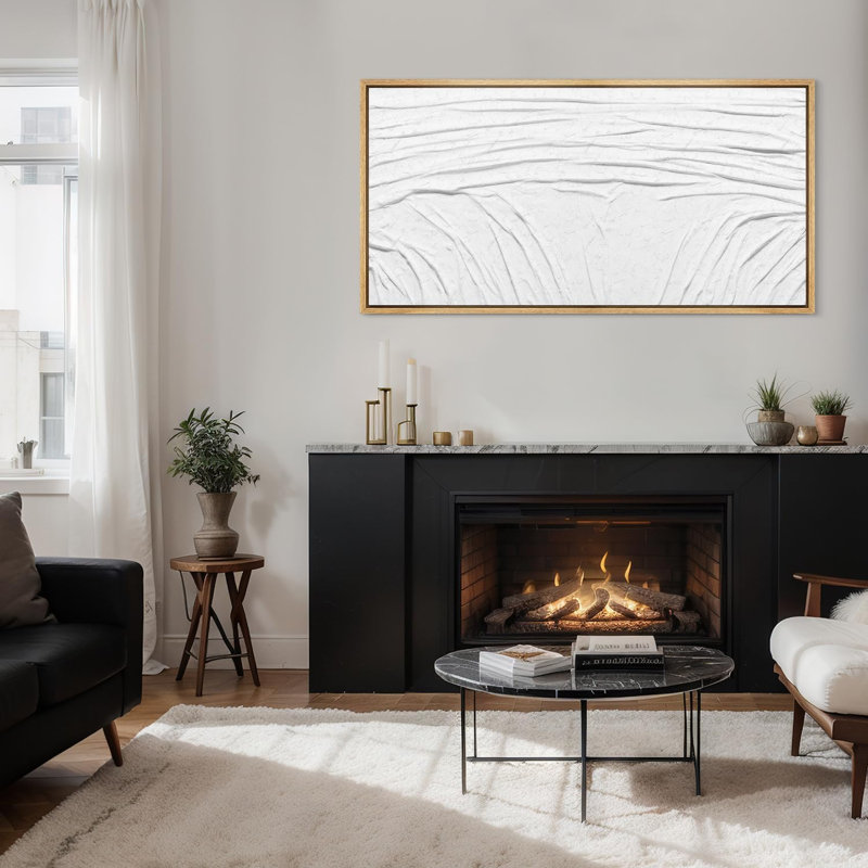 " White Abstract Elegant Minimalist Rustic Retro Art Decor Extra Large Pictures (Not Textured) ", 30" H x 60" W, Natural