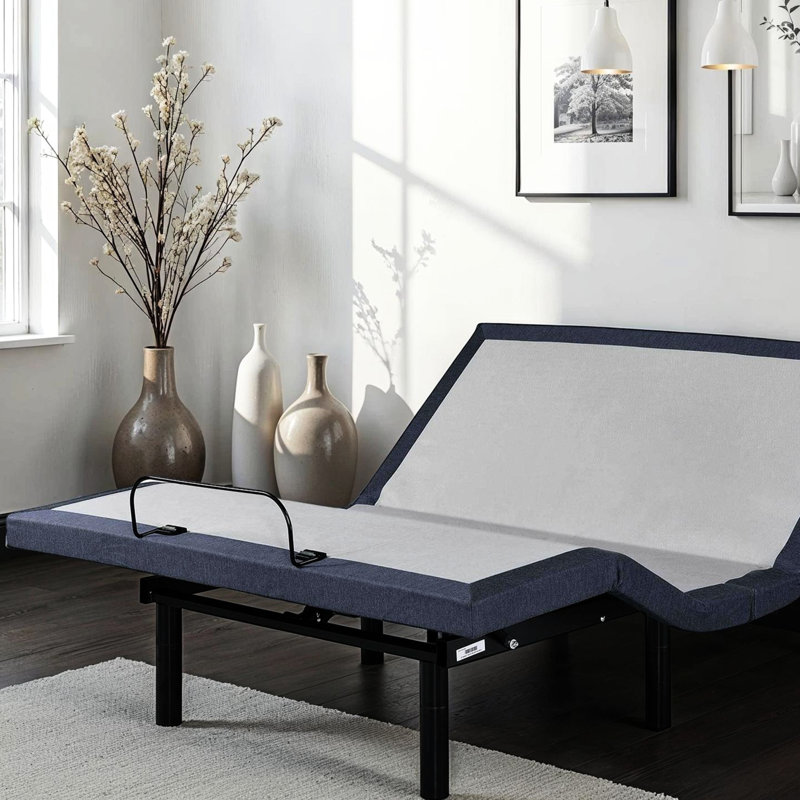 Adjustable Bed Base For Twin Xl, Head & Foot Position Adjustment, Three Vibration Modes, Tv/Zero Gravity/Lounge Preset, 2 Charging, Under Led Lights, One Touch Return, Center Folding, 850 Lbs Weight,