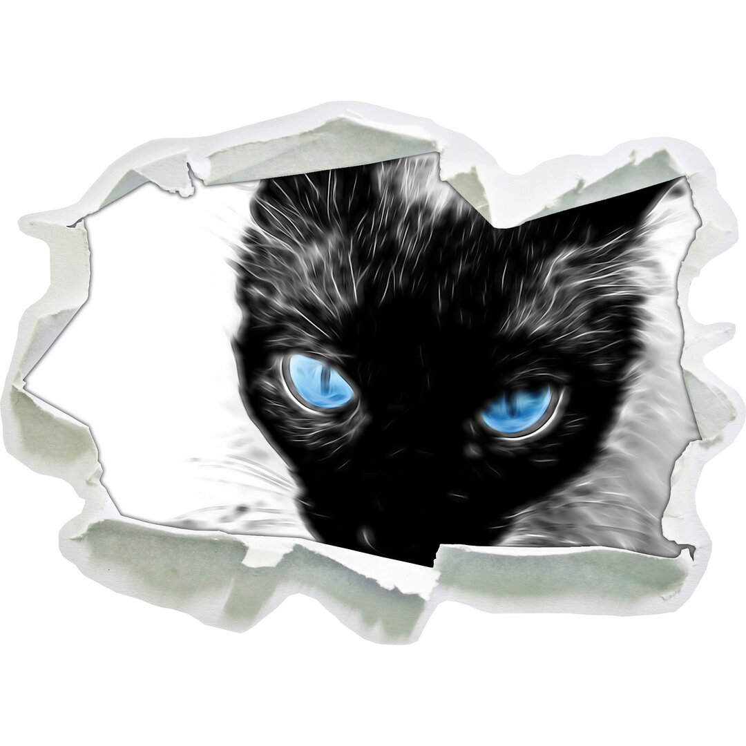 Wandtattoo Blaue Augen schwarze Katze New Art